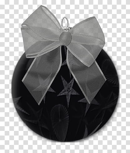Timeless XmasGothic, gray ribbon on Christmas bauble transparent background PNG clipart