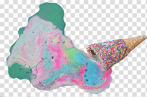 Pastel Food s, melted ice scream with sprinkles cone transparent background PNG clipart