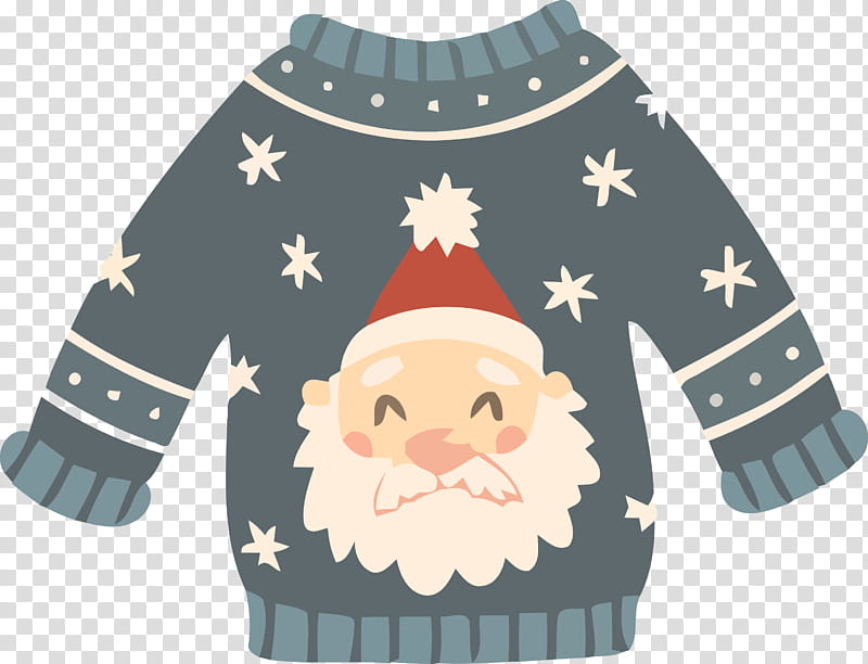 Santa claus, Christmas Sweater, Cartoon Sweater, Sweater , Outerwear, Sleeve, Christmas transparent background PNG clipart