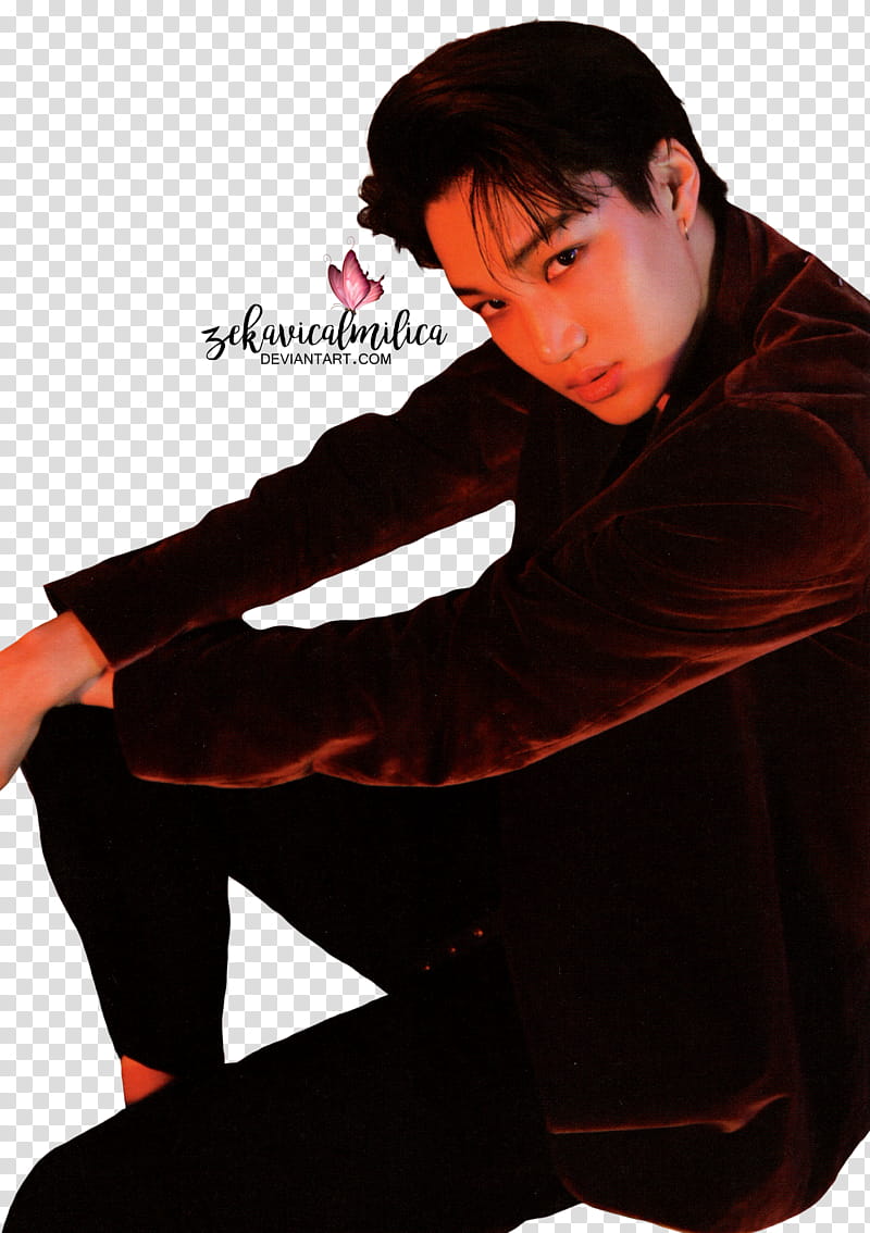 EXO Kai LOTTO, man holding his knee transparent background PNG clipart