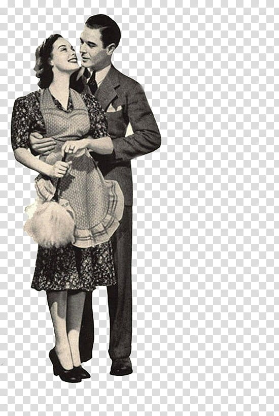 Vintage Files, grayscale graphy of man and woman standing transparent background PNG clipart