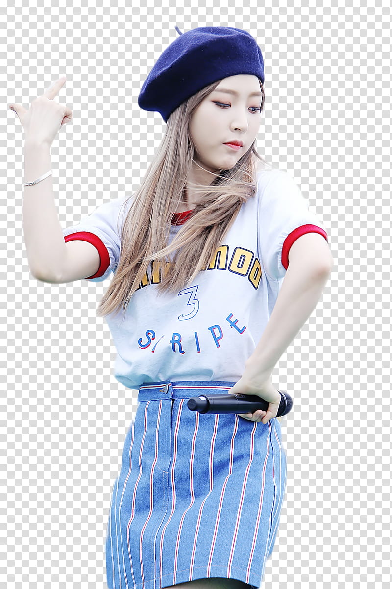 RENDER  S MOONBYUL MAMAMOO, woman in white shirt and blue skirt transparent background PNG clipart