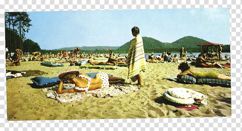 SET Postcards part, people at beach transparent background PNG clipart