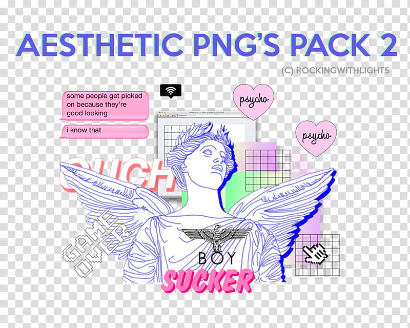 AESTHETIC S , boy sucker illustration with text overlay transparent background PNG clipart