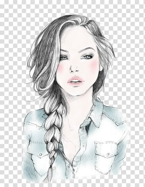 Monitas Lindas, pencil sketch of a woman with braided hair transparent background PNG clipart