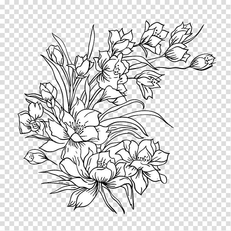 Manga Flowers ColdLove, black and white flower illustration transparent background PNG clipart