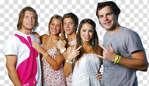 five person wearing assorted-color apparels transparent background PNG clipart