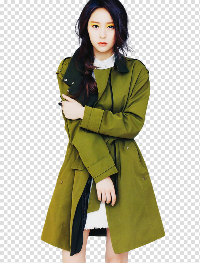 Render  Krystal Jung F x, woman in green coat transparent background PNG clipart