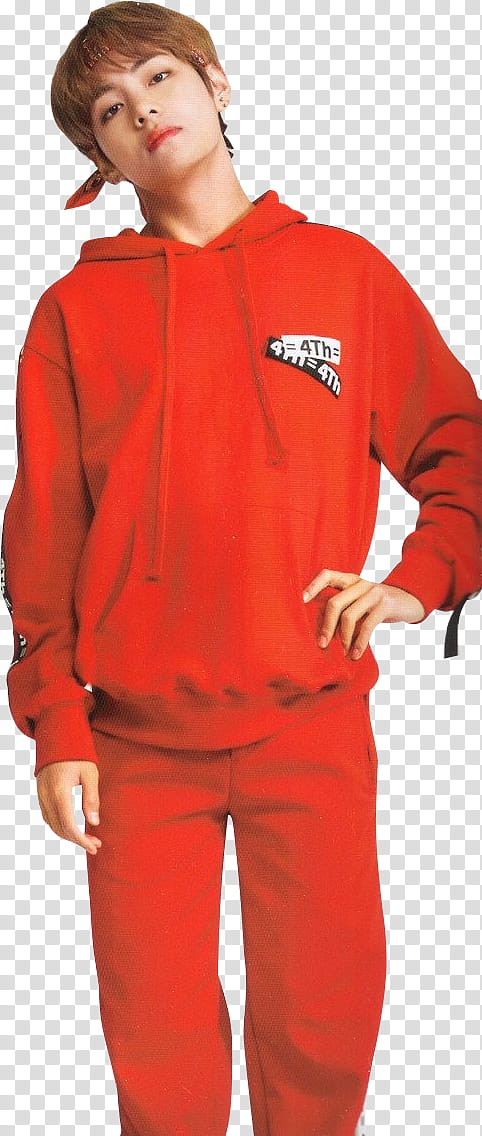 Taehyung , man in red pullover transparent background PNG clipart