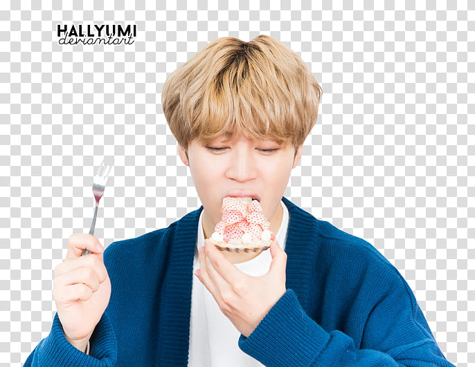 Jimin, man eating cupcake transparent background PNG clipart
