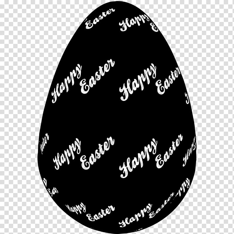 black and white Happy Easter-printed egg transparent background PNG clipart