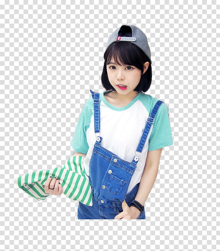 FREE Hong Young Gi Cute, woman wearing blue denim overall pants transparent background PNG clipart