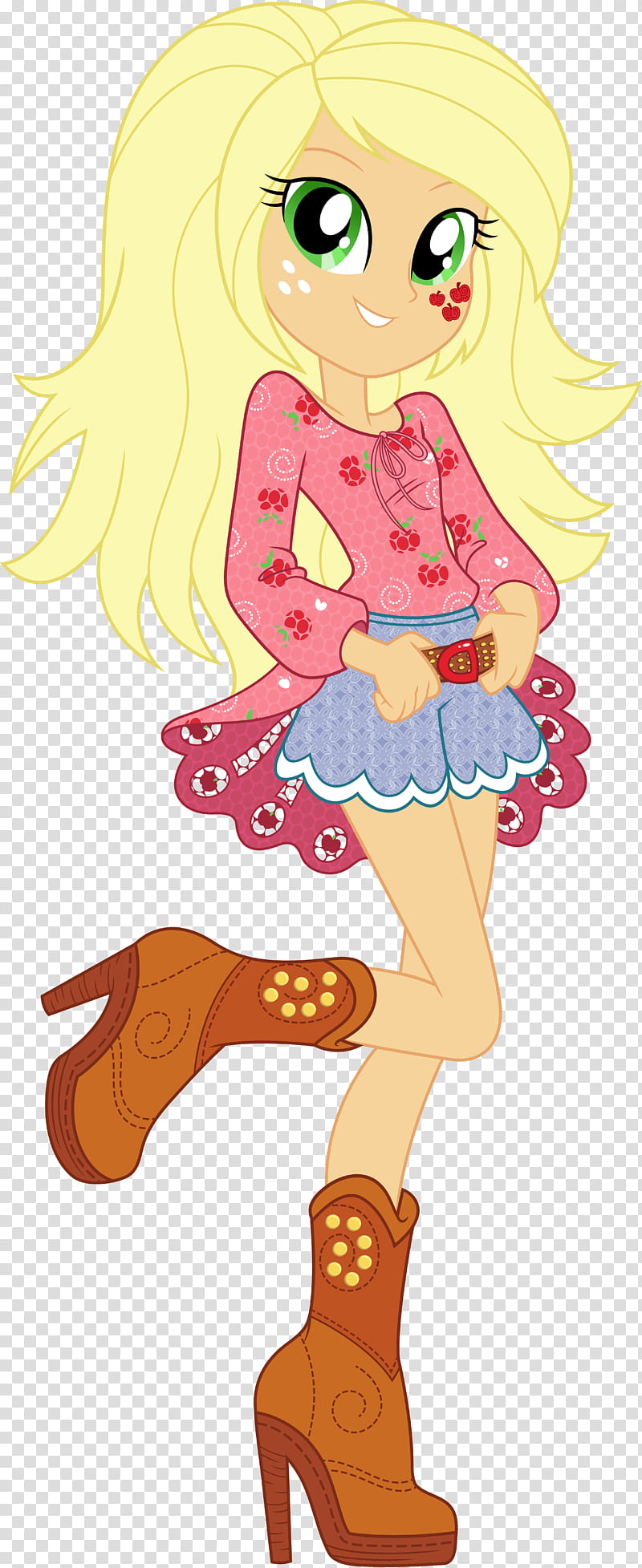 Legend of Everfree Boho Applejack, pink and red floral dressed female character transparent background PNG clipart