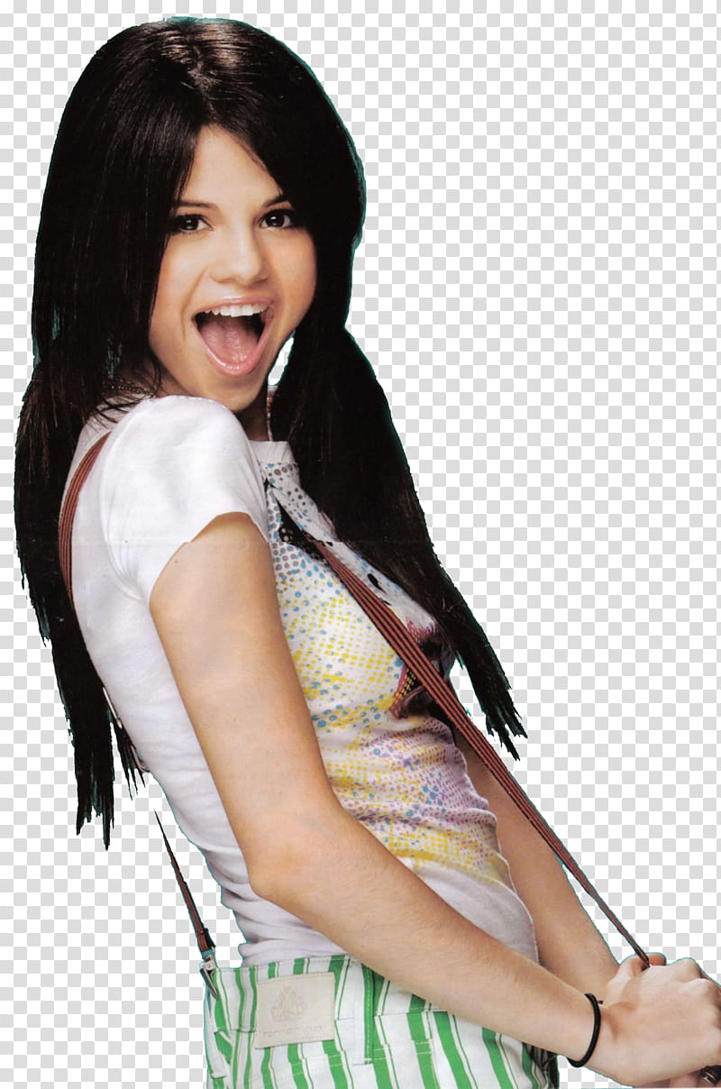 Selena Gomez Part , Selena Gomez wearing white top and green bottoms transparent background PNG clipart