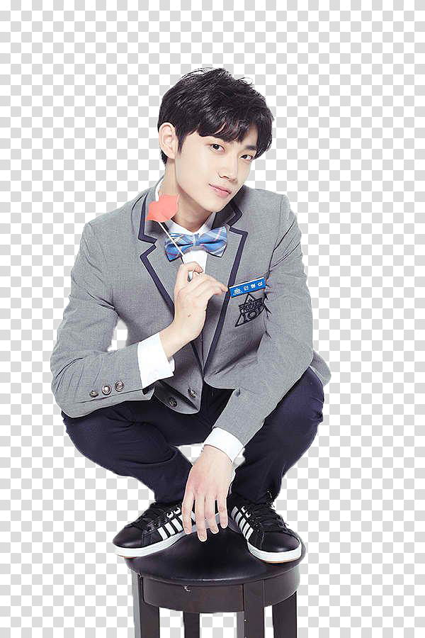 Ahn Hyung Seob Produce  season  , man sitting on black stool transparent background PNG clipart
