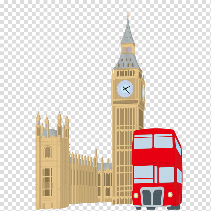 London, Big Ben, Tower Bridge, Bus, Clock Tower, Landmark, Steeple, Building transparent background PNG clipart