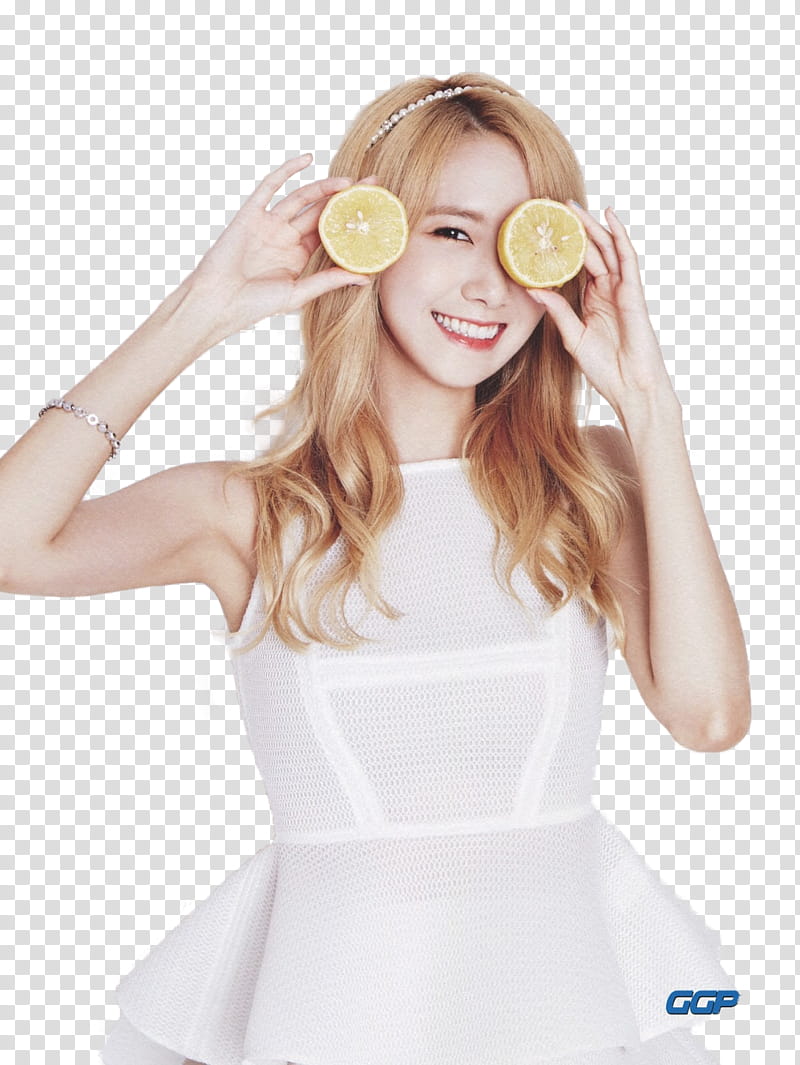 SNSD Season Greetings , smiling woman wearing dress holding slice citrus fruit transparent background PNG clipart