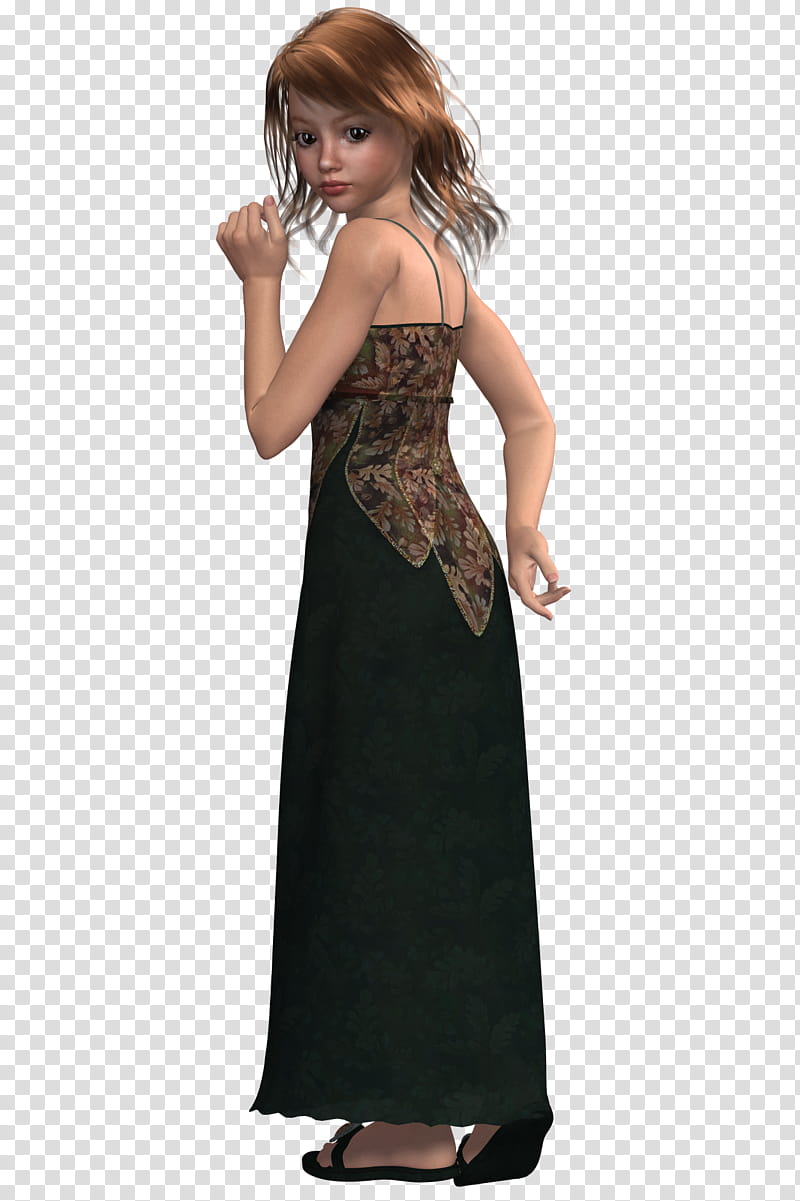 Girl , woman wearing black spaghetti-strap floral dress transparent background PNG clipart