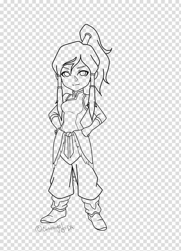 Korra Lineart, Free to Color! transparent background PNG clipart