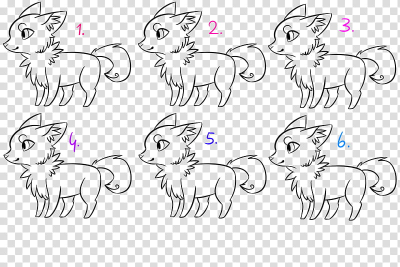 Free to Use Fox Adopt Lines, six fox illustrations transparent background PNG clipart