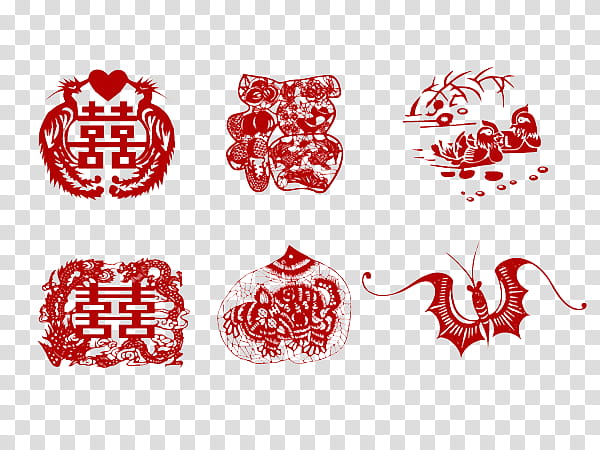 Chinese New Year Paper Cutting, Chinese Paper Cutting, Papercutting, Chinese Language, 2018, Double Happiness, Red, Text transparent background PNG clipart