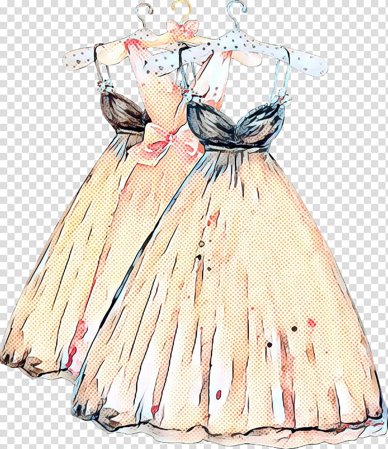 dress clothing day dress costume design cocktail dress, Pop Art, Retro, Vintage, Peach, Victorian Fashion, Fashion Design, Pink transparent background PNG clipart