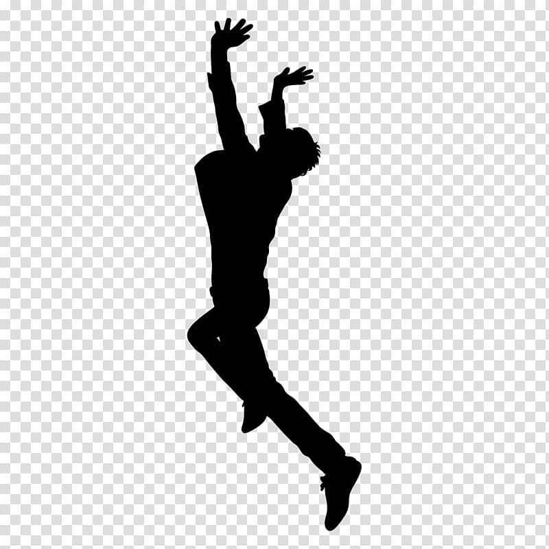 Dancer Silhouette, Black White M, Line, Athletic Dance Move, Jumping, Happy transparent background PNG clipart