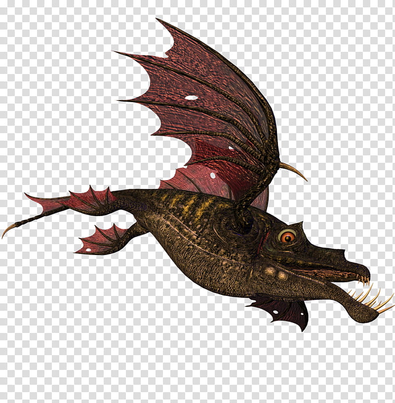 dragon fish , brown and black winged creature illustration transparent background PNG clipart