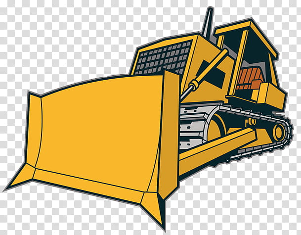 Bulldozer Yellow, Heavy Machinery, Backhoe, Cartoon, Construction