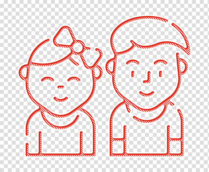 Boy icon Children icon Family icon, Face, White, Text, Red, Line Art, Cheek, Facial Expression transparent background PNG clipart