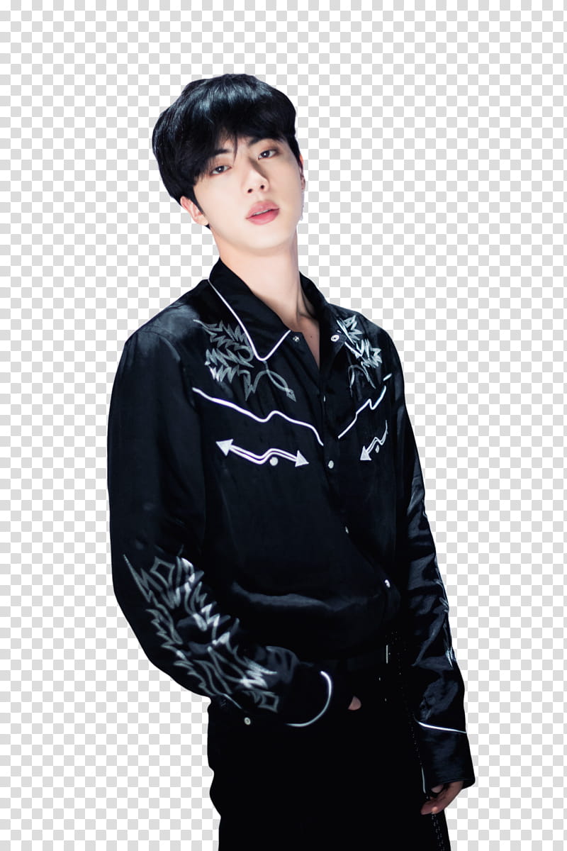 Seokjin BTS, man in black button-up shirt transparent background PNG clipart