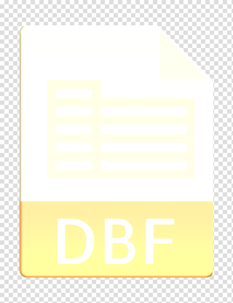 File Types icon Dbf icon, Yellow, Text, Material Property, Square, Logo, Rectangle transparent background PNG clipart