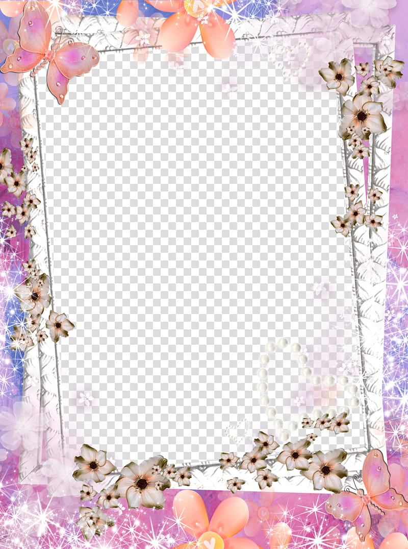 Cute Frame, pink floral frame transparent background PNG clipart