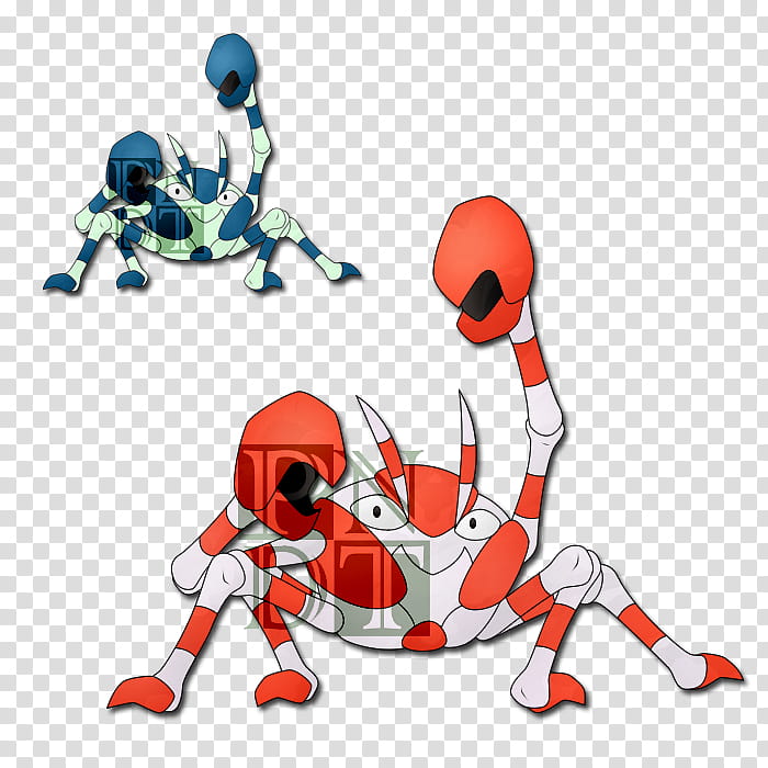 Fakemon KLAWEAN, two multicolored crabs illustration transparent background PNG clipart