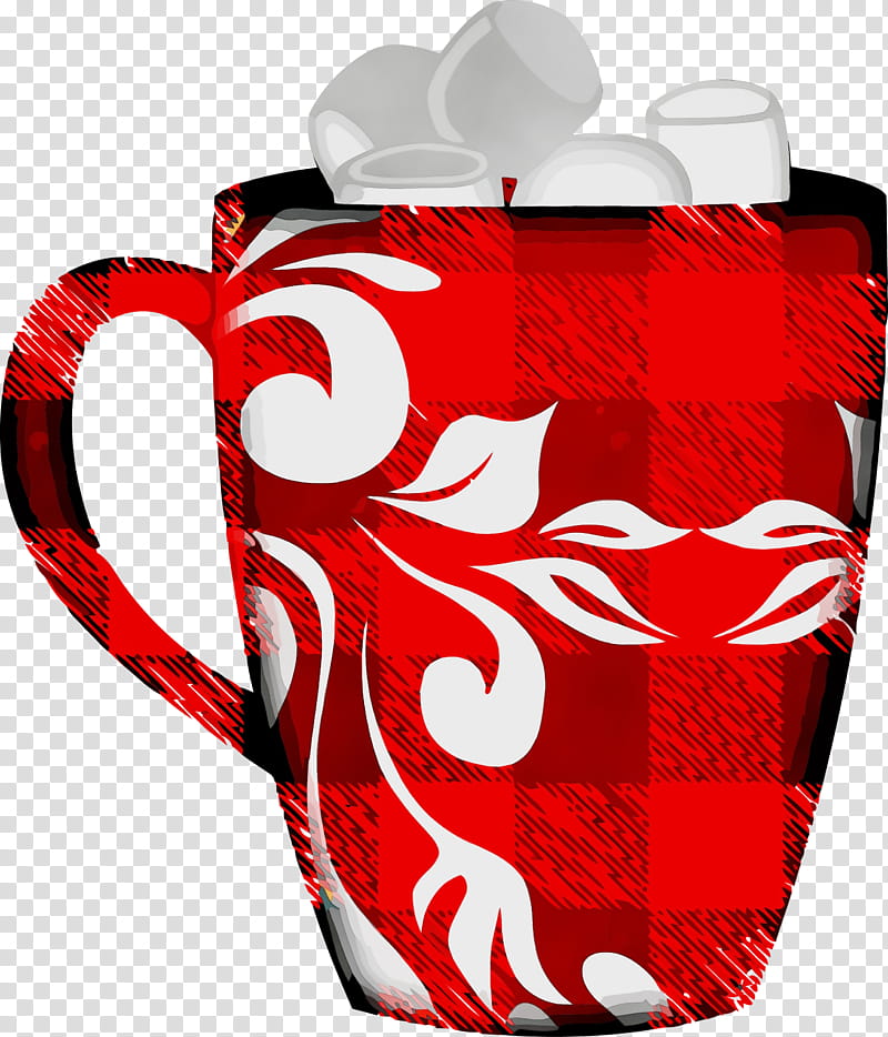 Coffee cup, Christmas Ornaments, Watercolor, Paint, Wet Ink, Red, Mug, Drinkware transparent background PNG clipart