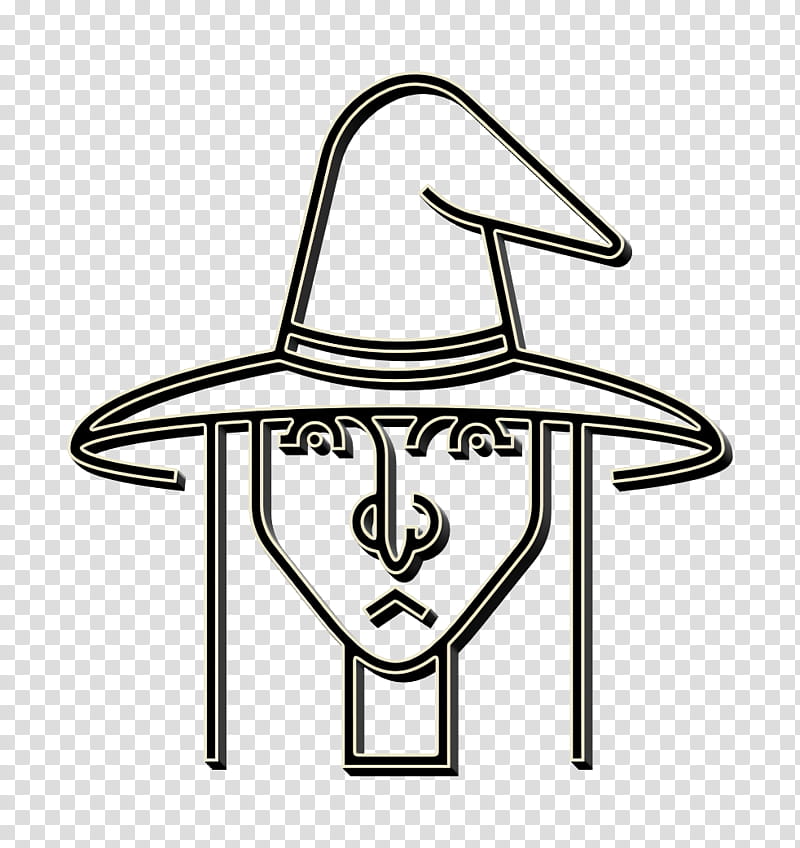 fantasy icon halloween icon hat icon, Magic Icon, Spooky Icon, Witch Icon, Witchcraft Icon, Line Art, Blackandwhite transparent background PNG clipart