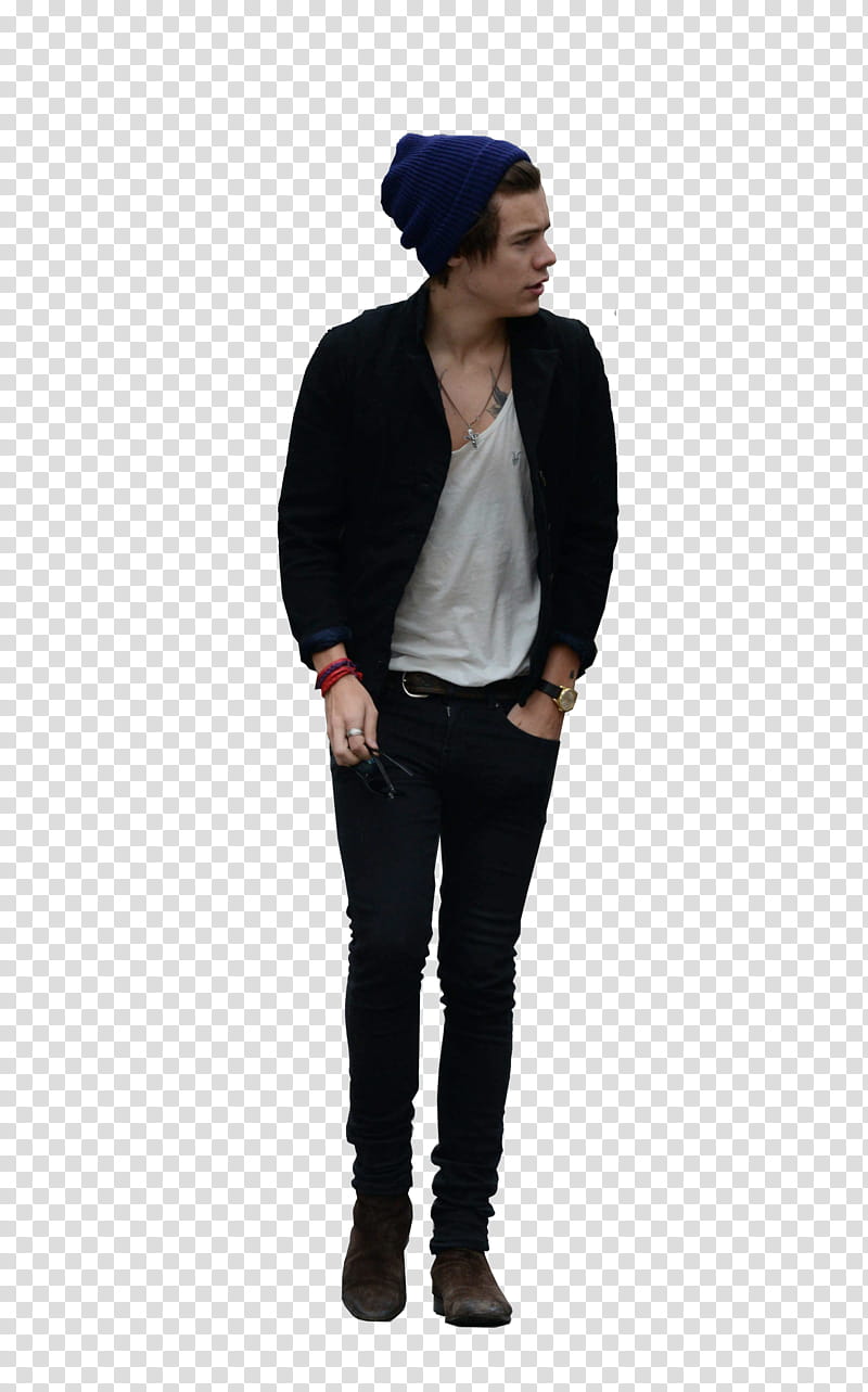 Harry Styles, man wearing black coat standing transparent background PNG clipart