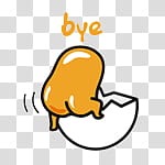 Gudetama, cracked egg with bye text transparent background PNG clipart