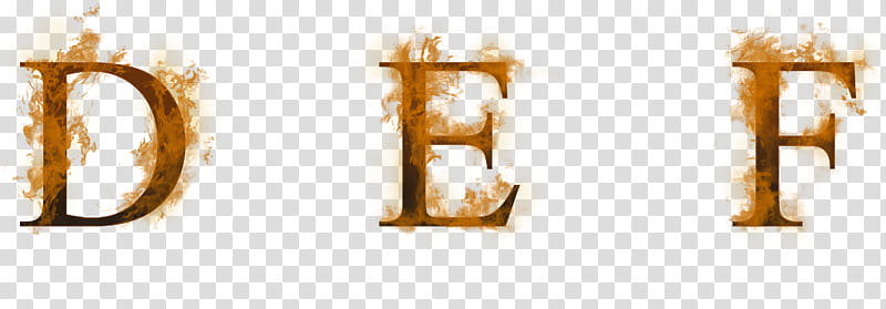 Ugly letters in flame, black and brown letter DEF illustration transparent background PNG clipart