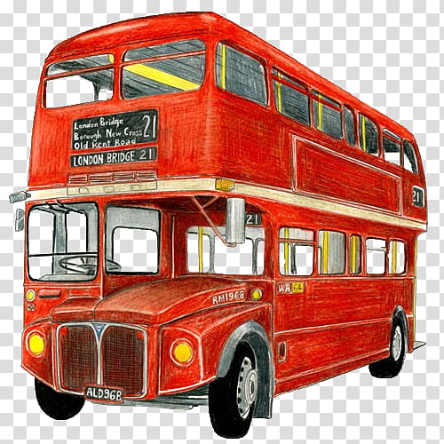 London Stuff, red bus transparent background PNG clipart