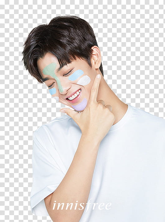 JINYOUNG WANNA ONE , smiling man with fingers on chin transparent background PNG clipart