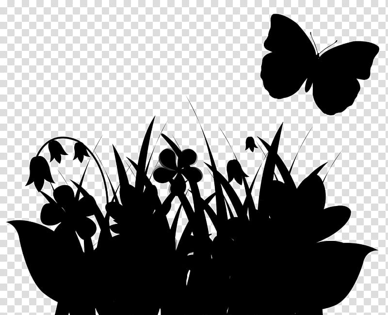 Tree Branch Silhouette, Brushfooted Butterflies, Flower, Computer, M Butterfly, Leaf, Black M, Blackandwhite transparent background PNG clipart