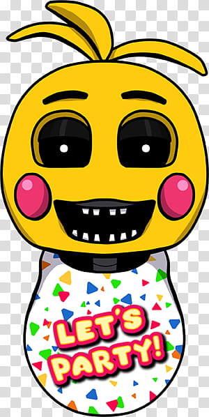 FNAF Toy Chica shirt design, yellow and black cartoon character illustration transparent background PNG clipart