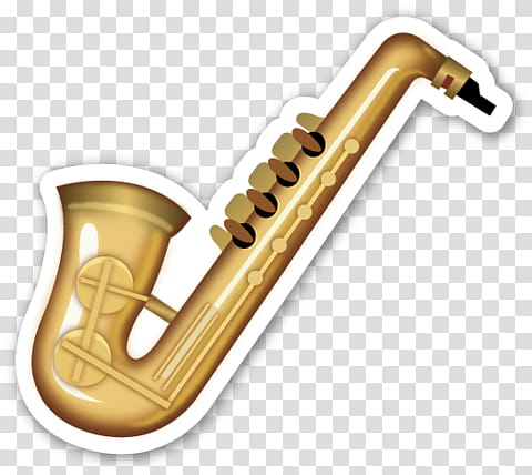 EMOJI STICKER , brown saxophone illustration transparent background PNG clipart