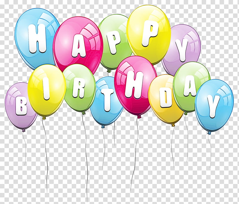 Happy Birthday Text, Happy Birthday
, Balloon, Party, Balloon Birthday, Party Hat, Party Supply transparent background PNG clipart