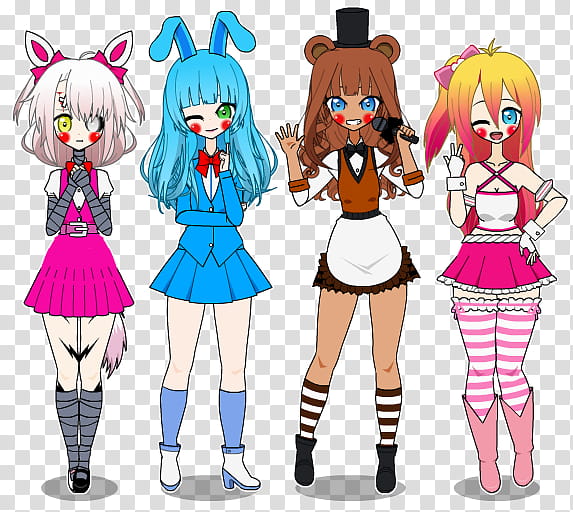 Kisekae FNAF Gijinka Update, four women anime characters transparent  background PNG clipart