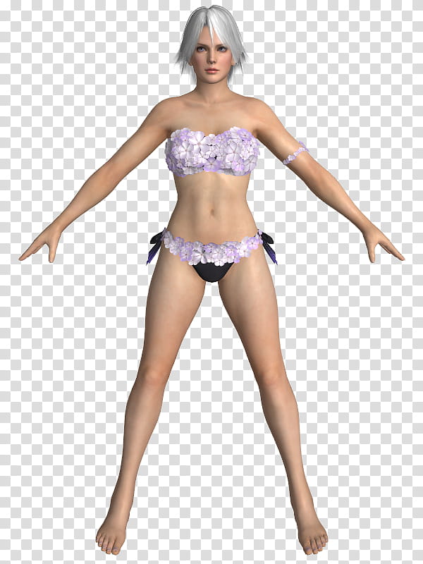 DOALR Christie Costume  XPS Model, animated girl wearing purple swimsuit transparent background PNG clipart