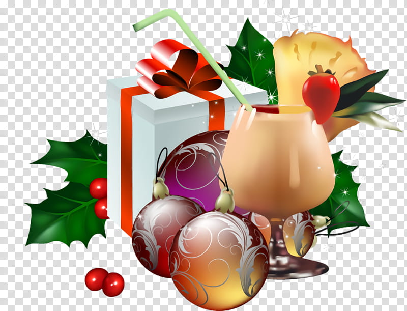 Christmas Gift New Year Gift Gift, Holly, Drink, Garnish, Food, Cocktail Garnish, Plant, Fruit transparent background PNG clipart