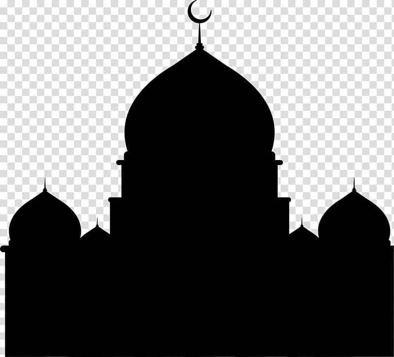 Mosque Silhouette, Black, White, Landmark, Place Of Worship, Architecture, Blackandwhite, City transparent background PNG clipart