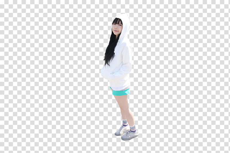 RENDER Hong Young Gi, woman standing wearing white hoodie transparent background PNG clipart